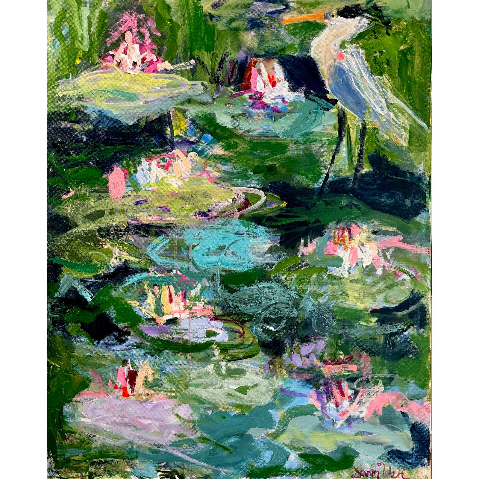 Lily &amp; Blue, Original Painting by Sandy Welch | Chairish