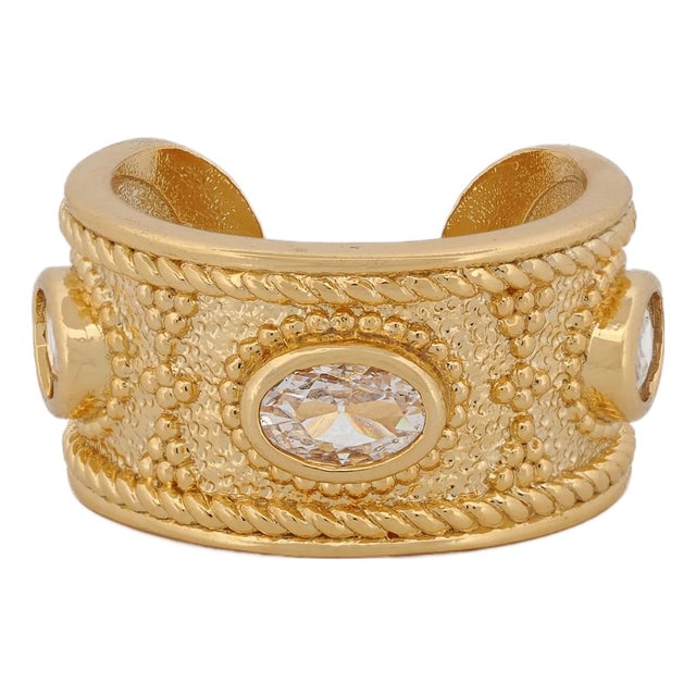 Queen Cleopatra Diamond Energy Cuff Adjustable Ring, Size 4 For Sale