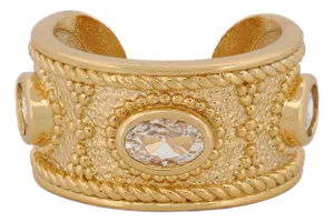 Queen Cleopatra Diamond Energy Cuff Adjustable Ring, Size 4