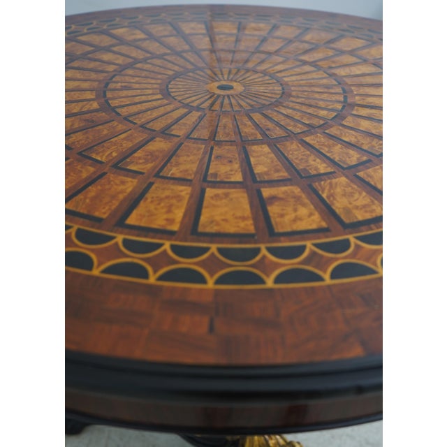 Italian Regency Round Black & Gold Inlaid Center Table For Sale In Philadelphia - Image 6 of 14