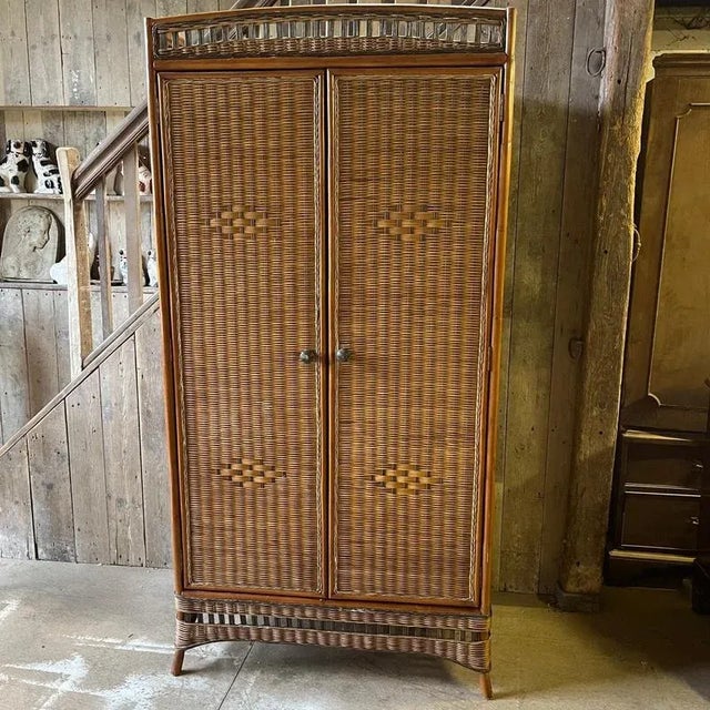 Vintage Wicker Wardrobe with Top Shelf For Sale - Image 13 of 13