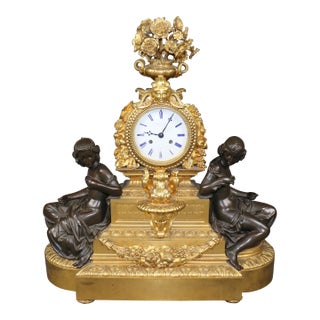 Late 19th Century Ornate Figural Bronze Clock by Delafontaine of Paris For Sale