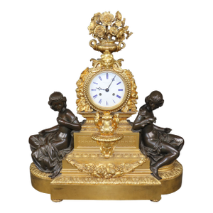 Late 19th Century Ornate Figural Bronze Clock by Delafontaine of Paris