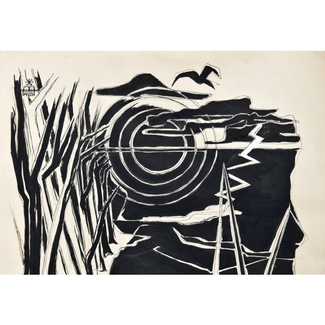 1940s Egbert Bruckner, In the Shadow of Tomorrow (The Last Act), 1948, Ink Drawing For Sale - Image 5 of 14