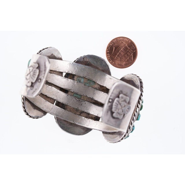 Metal 6.5" Vintage Navajo Sterling and turquoise cuff bracelet For Sale - Image 7 of 7