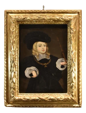 After Juan Bautista Martínez Del Mazo, Charles II King of Spain Portrait as a Child, 1667, Oil on Canvas, Framed