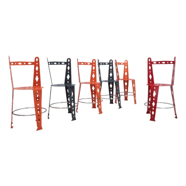 Postmodern Lacquered Metal Chairs from Artifort, Set of 6 For Sale