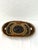 Beautiful midcentury, carved wood, double handle, shallow Mexican Batea bowl featuring a hand-painted floral motif in...