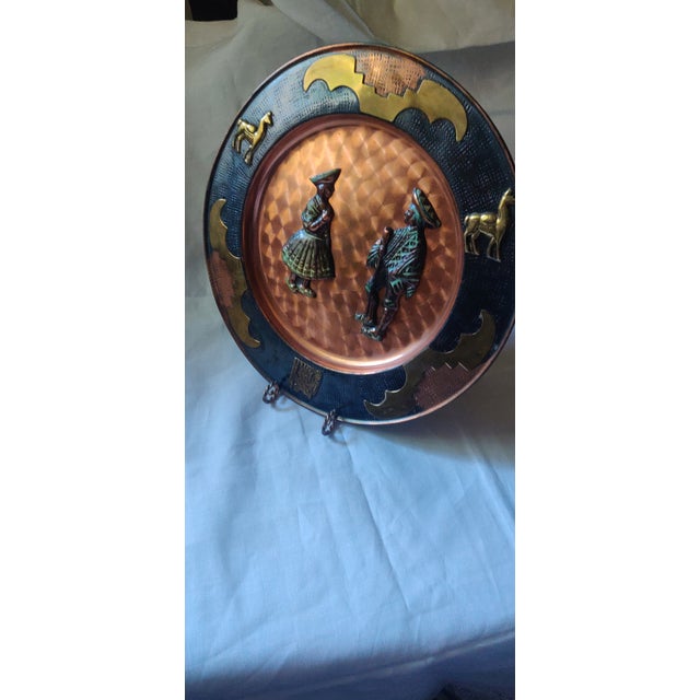 Brass Copper Metal Decorative Wall Plate For Sale - Image 4 of 4