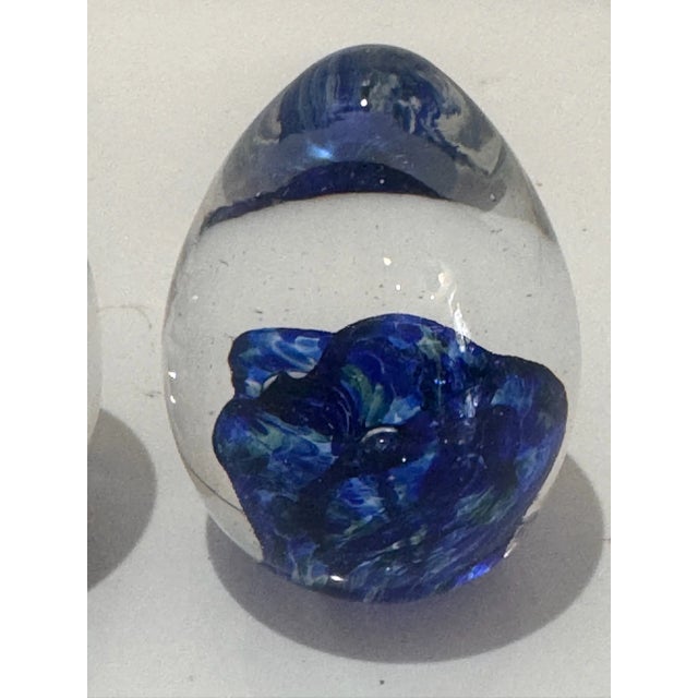 Mid 20th Century Mid 20th Century Pair of Black Sheep Glass Signed Egg Paperweights For Sale - Image 5 of 10