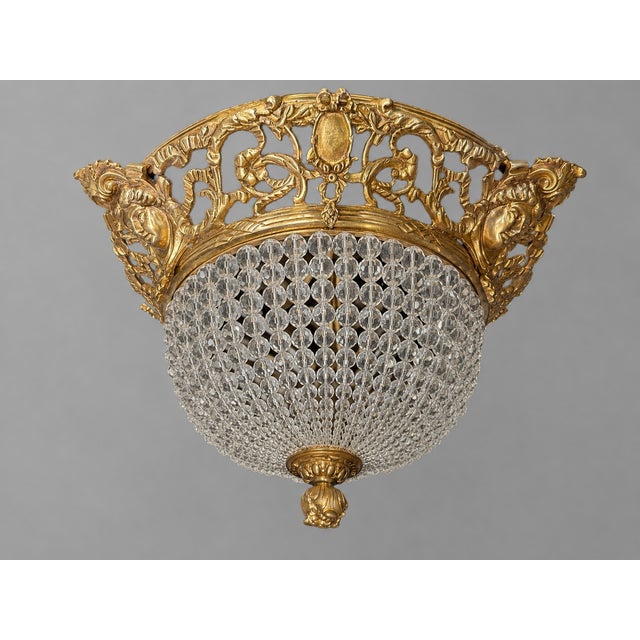 1970s Baroque Gold Bronze Crystal Chandelier Ceiling Lamp For Sale - Image 13 of 15