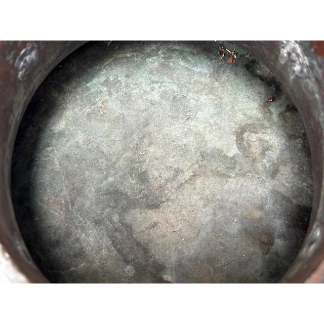 Copper Beautiful Antique Dutch Copper Quatrefoil Cachepot Home Garden Planter With Brass Handles, Tulip Motif, Late 19th C For Sale - Image 8 of 16