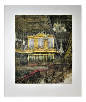 Luigi Kasimir, Vienna Concert Hall, Austria, large color etching, Circa 1930