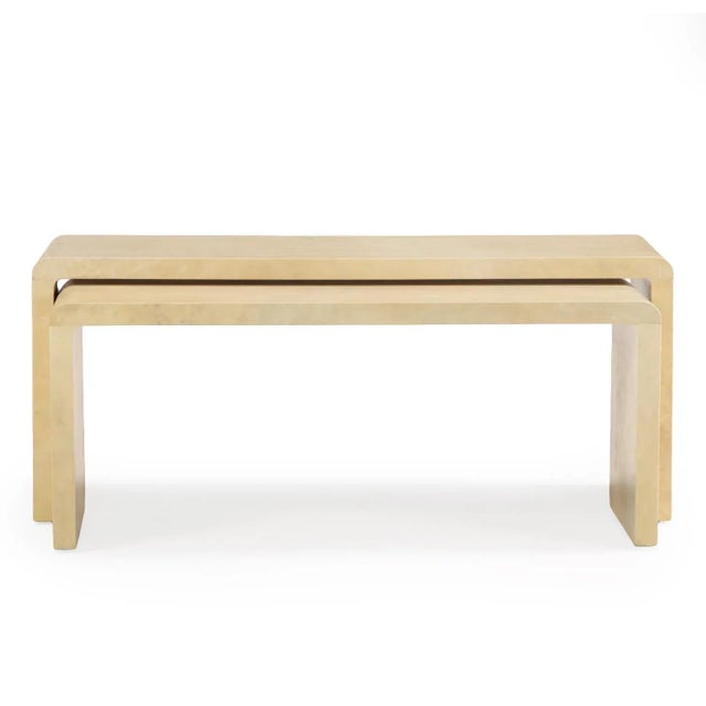 A Pair of Nesting Parchment Covered Coffee Tables. For Sale - Image 9 of 9