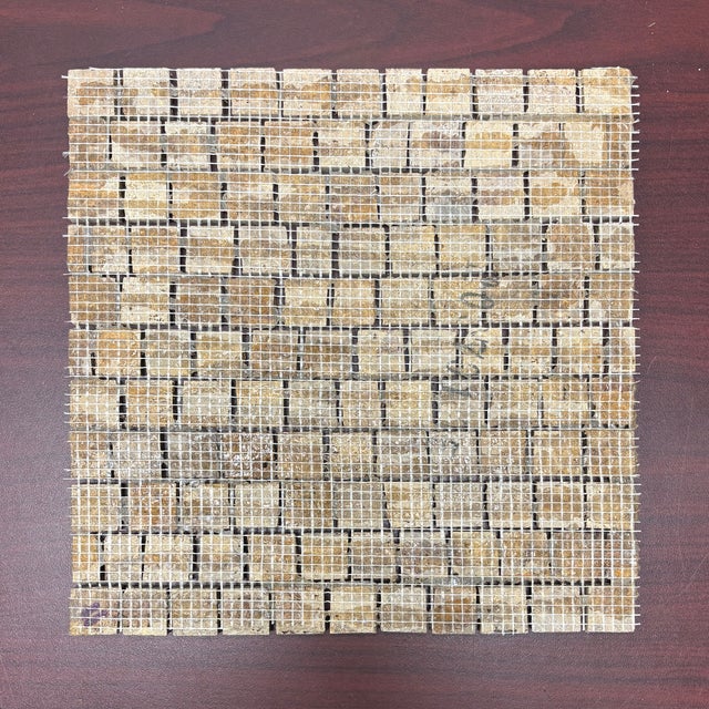Gold Travertine Polished Broken Tessere Mosaic For Sale - Image 4 of 4