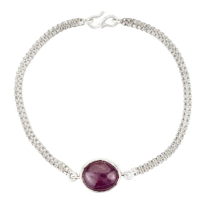 10.61 Ct Ruby Single Stone Chain Bracelet in Sterling Silver Stacking Bracelet