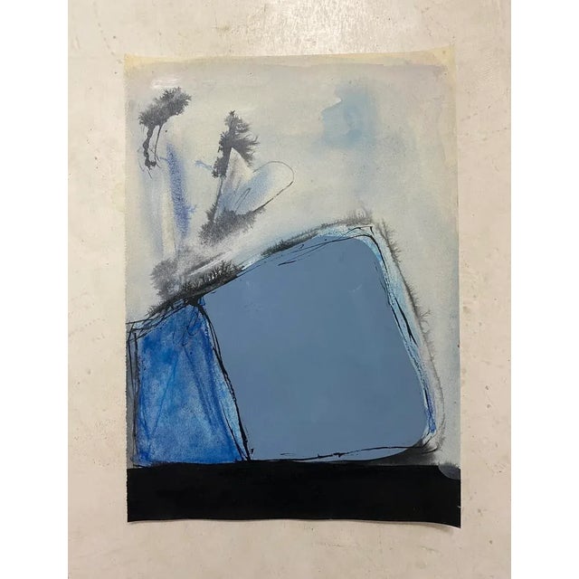 "Now I Float" is an original abstract mixed media painting on paper by Zac Woodiel. This piece features various...