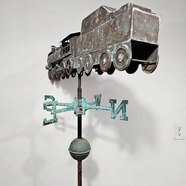 Vintage Copper Locomotive Train Weathervane For Sale - Image 4 of 12