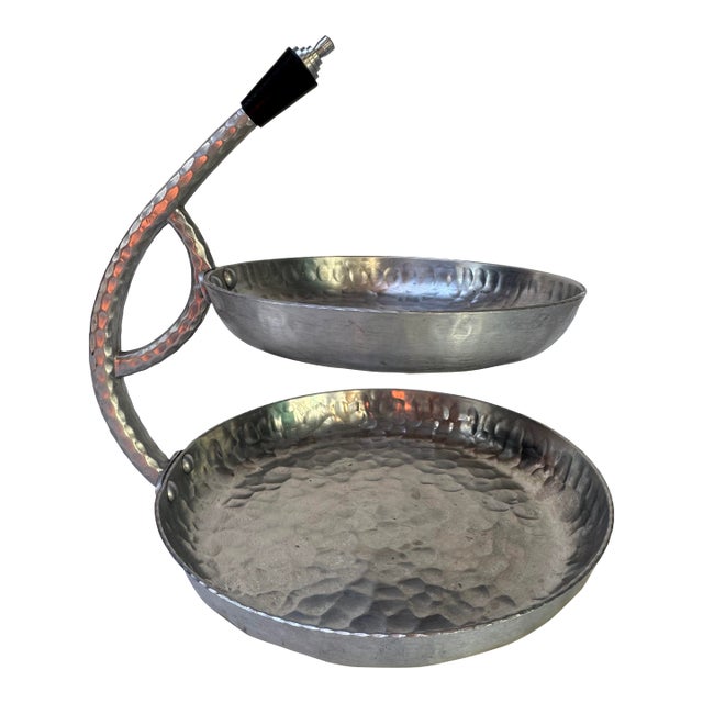 Everlast Hammered Aluminum Two-Tier Server, Art Deco Industrial Design For Sale