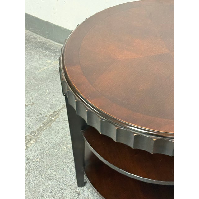 Brown Scallop Edge Tiered Side Table, Vintage For Sale - Image 8 of 12