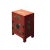 Chinese Chinese Red Vinyl Moon Face Flower Birds End Table Nightstand For Sale - Image 3 of 10