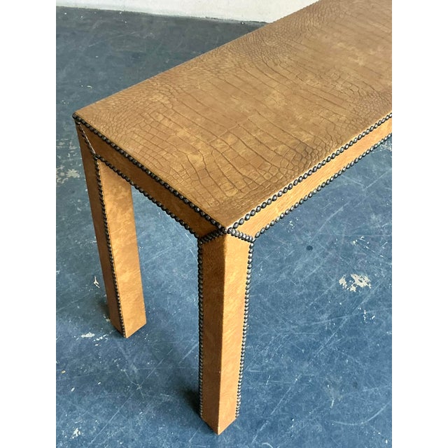 Vintage Boho Stamped Crocodile Console Table For Sale In West Palm - Image 6 of 7