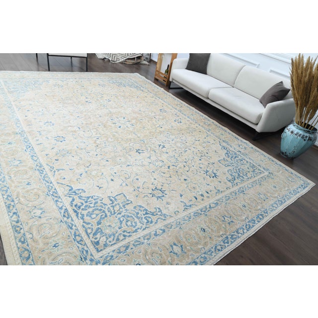 Persian 1970s Vintage Persian Handmade Wool Cotton Beige Area Rug For Sale - Image 3 of 11