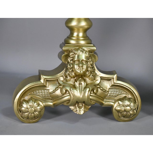 Louis XIV French Bronze Firedogs, 19th Century, Set of 2 For Sale - Image 6 of 12
