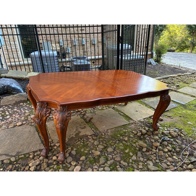 Vintage French Provincial Louis XV Solid Cherry Parquetry Extension Dining Table For Sale - Image 10 of 12