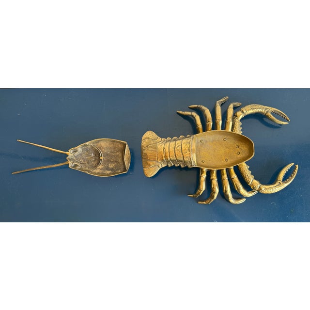 Metal Large Vintage Brass Lobster Sculpture Box For Sale - Image 7 of 9