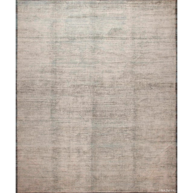 Large Size Modern Solid Abstract Design Cream Color Wool Pile Area Rug For Sale