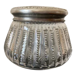 Antique Art Nouveau Crystal Glass Sterling Silver Vanity Box by Gorham