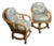 1980s Vintage Lane Venture Rattan and Bamboo Swivel Chairs - A Pair For Sale