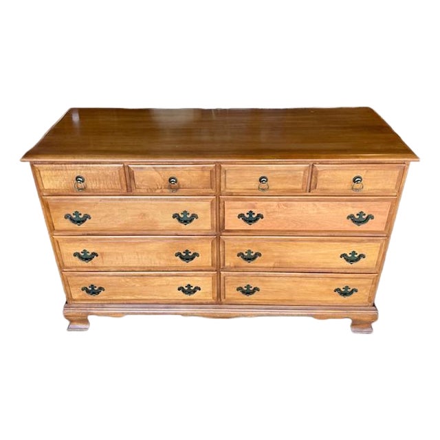 Vintage 1970's Solid Hard Rock Maple Dresser For Sale