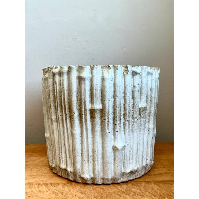 Vintage Faux Bamboo White Ceramic Pot For Sale - Image 10 of 12