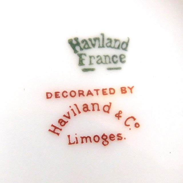 1940s Large Haviland Set of Ten Flat Cream Soup Bowls and Underplates - Set of 23 For Sale In San Francisco - Image 6 of 6