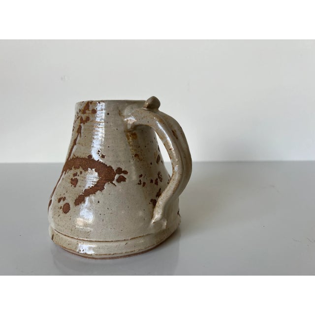 Brown Mid Century Modern Art Ceramic Pitcher Vase For Sale - Image 8 of 12