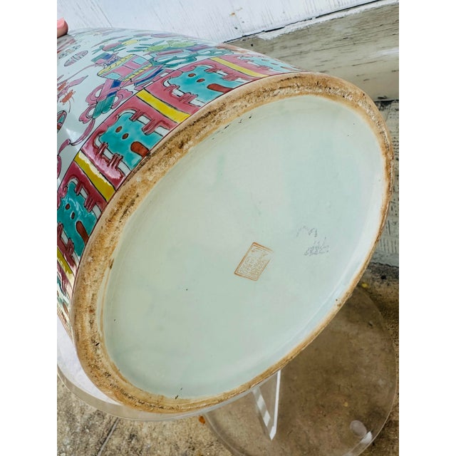 Green Large Vintage Chinoiserie Vase For Sale - Image 8 of 9