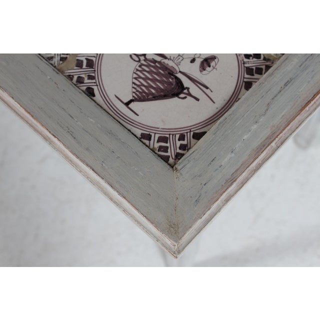 Antique Empire Table with Dutch Tile Top, Denmark, 19th Century For Sale - Image 11 of 16