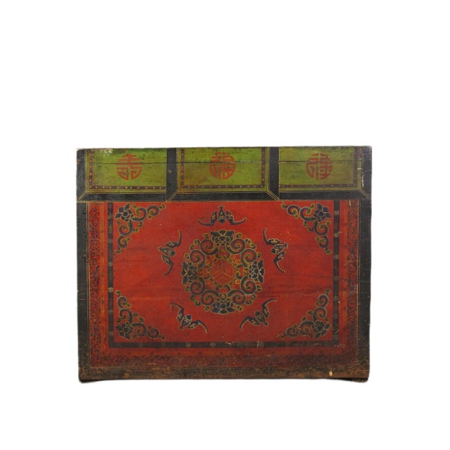 Late 19th Century Hand Painted Five Bats Antique Gansu Tibetan Cabinet For Sale - Image 12 of 12