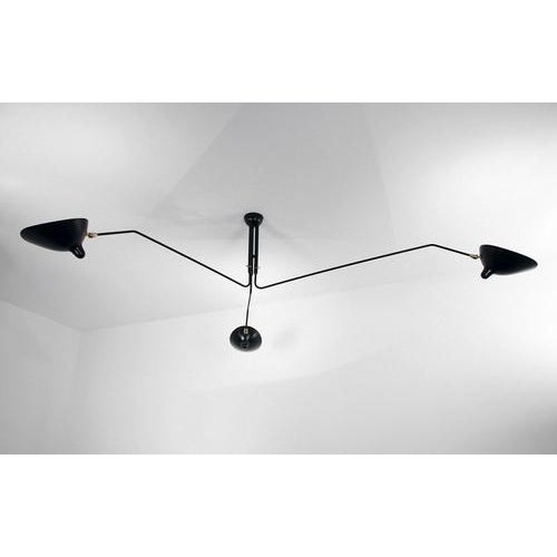 Mid-Century Modern Black Three Rotating Arms Ceiling Lamp by Serge Mouille For Sale - Image 3 of 9