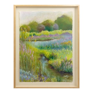 Andrea M. Tama Tranquility Signed Oil Pastel Contemporary Impressionism Framed For Sale