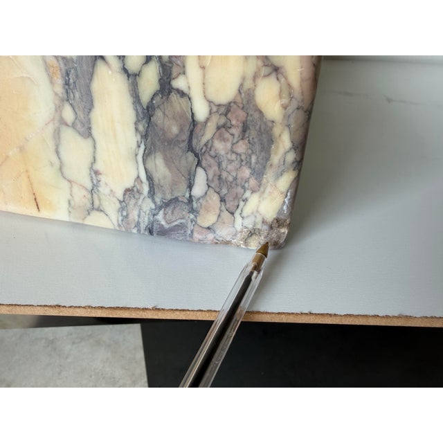 1980’s Italian Postmodern Geometric Abstract Carved Calacatta Viola Marble Sculpture For Sale - Image 12 of 12