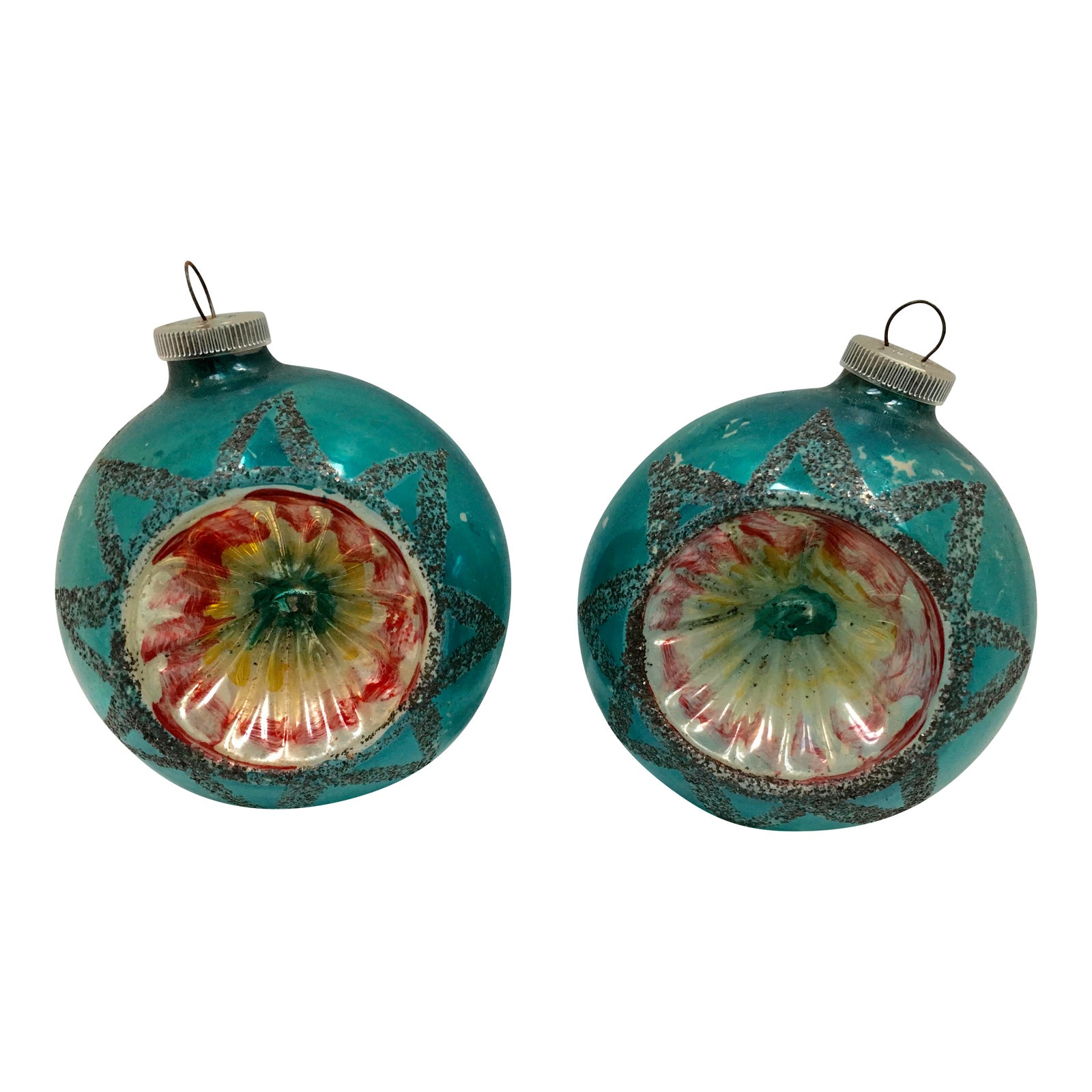 Vintage German Hand Painted Glass Holiday Ornaments A Pair Chairish