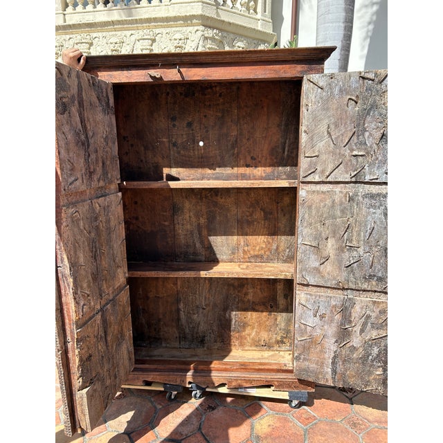 Wood Antique 18th Century Indian Teak Armoire For Sale - Image 7 of 9