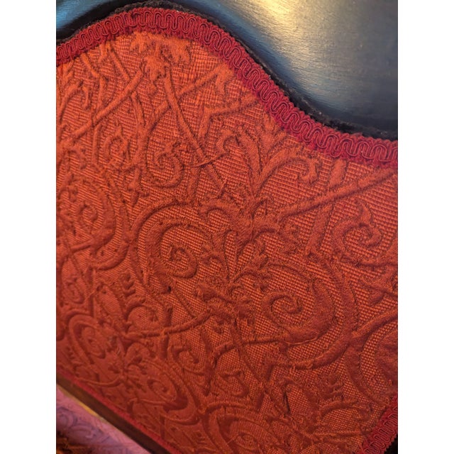 1960s Vintage Wooden Armchair With Red Upholstery – Carved Details and Claw Feet, Vintage Accent Chair For Sale - Image 5 of 16