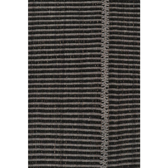 Contemporary Rug & Kilim’s Contemporary Kilim in Gray & Black Stripes For Sale - Image 3 of 7