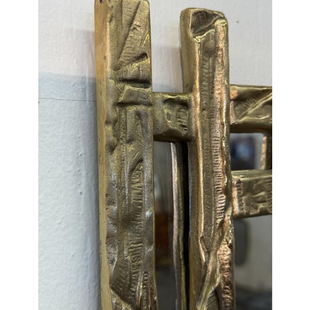 1970s Angelo Brotto Sculptural Brass Mirror, Italy, 1970s For Sale - Image 5 of 9