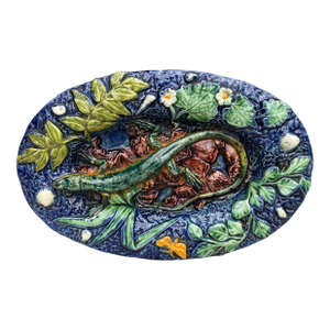 19th Century Majolica Palissy Lizard Wall Platter Thomas Sergent