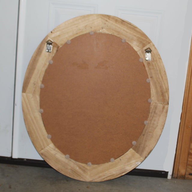 Contemporary 1980s Oval Wooden Wall Mirror With Painted Faux Tortoise Shell Frame For Sale - Image 3 of 5